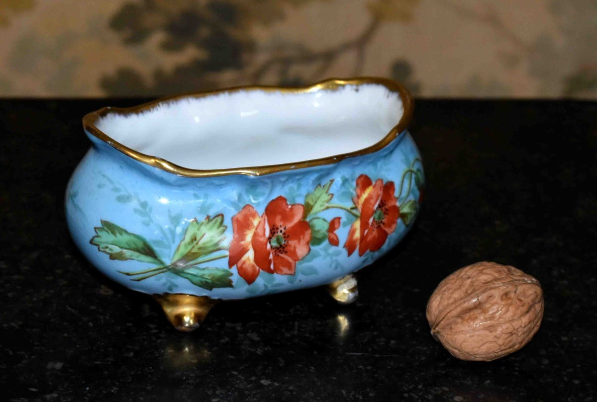 L. Buisson, Small Hand-painted Limoges Porcelain Bowl, Planter With Poppy Decoration, -photo-3