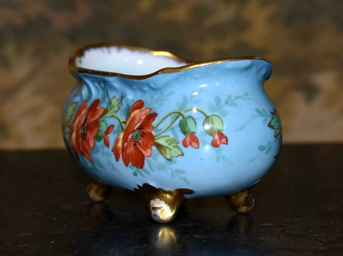 L. Buisson, Small Hand-painted Limoges Porcelain Bowl, Planter With Poppy Decoration, -photo-5