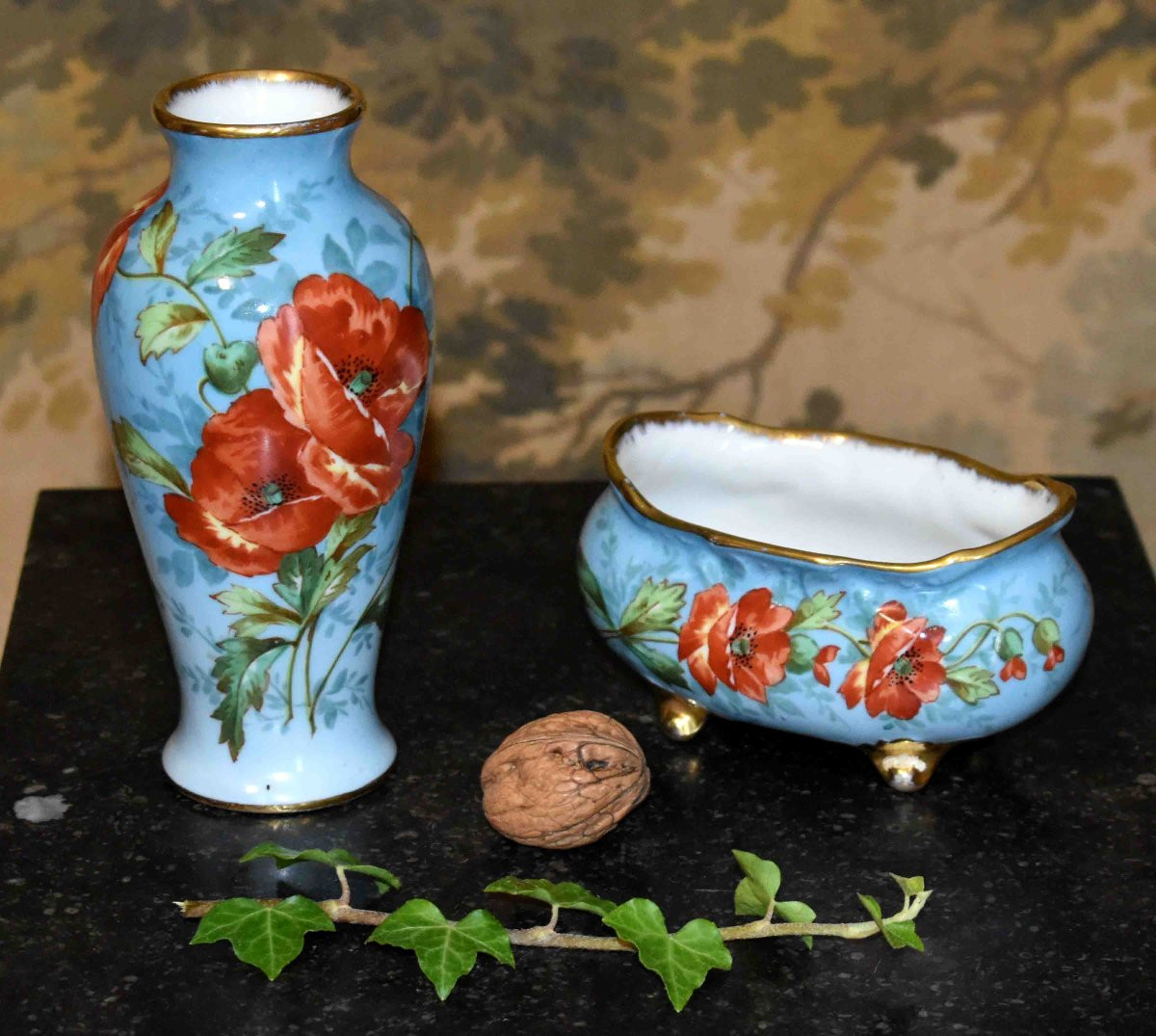 L. Buisson, Small Hand-painted Limoges Porcelain Bowl, Planter With Poppy Decoration, -photo-8