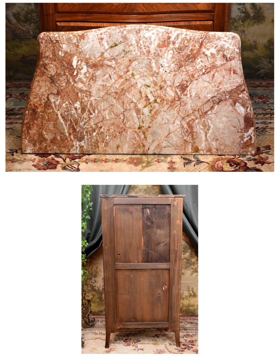 Secrétaire de style transition  Louis XV - Louis XVI en marqueterie de  bois précieux,-photo-8