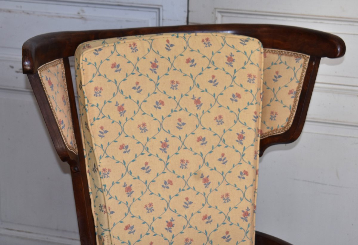  Large High-backed Armchair With Bars And Cushions, Wingback Seat, 50s-60s Design-photo-3