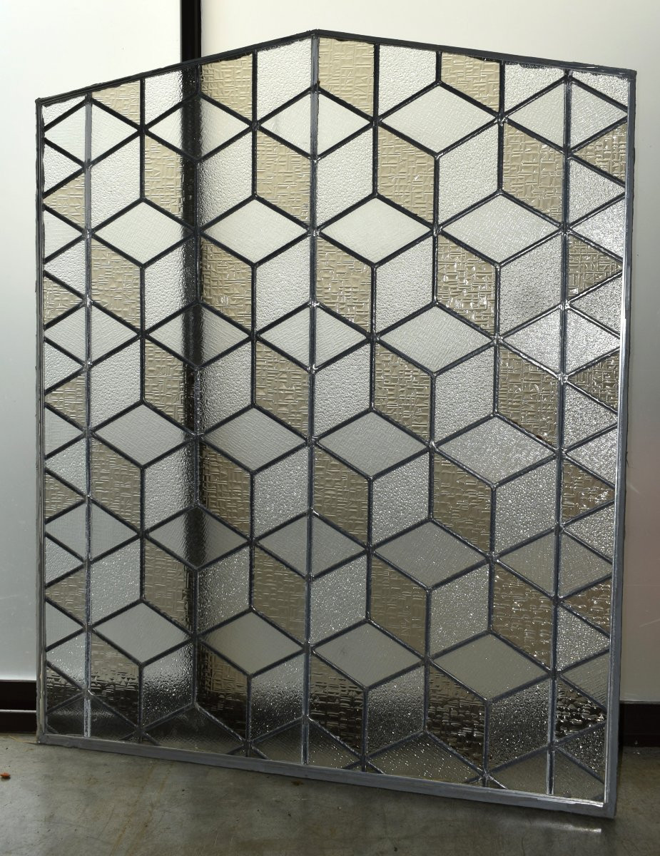Stained Glass For Interior Partition, Cube Decoration, Stained Glass From The 1950s - 1960s-photo-2