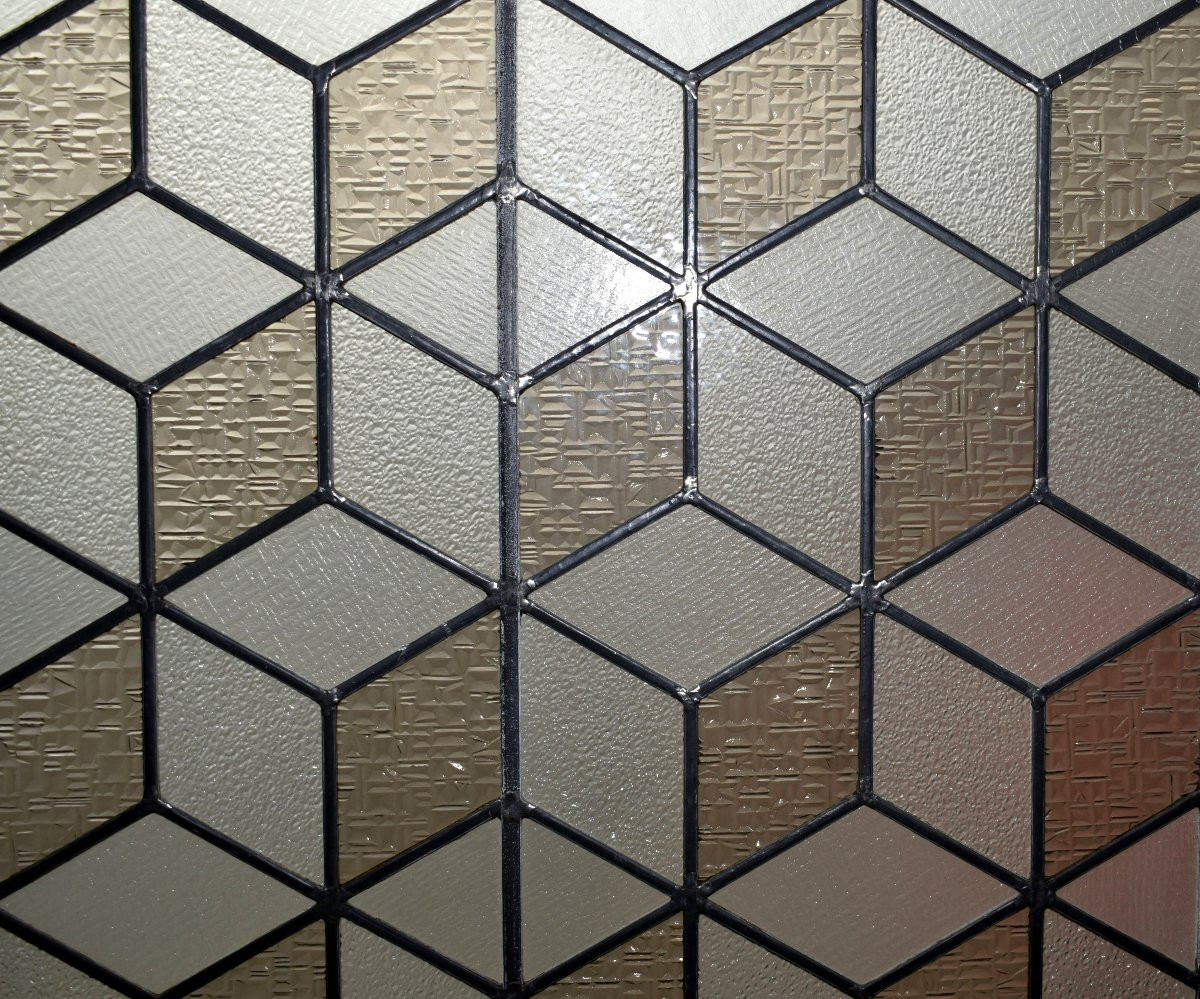Stained Glass For Interior Partition, Cube Decoration, Stained Glass From The 1950s - 1960s-photo-2