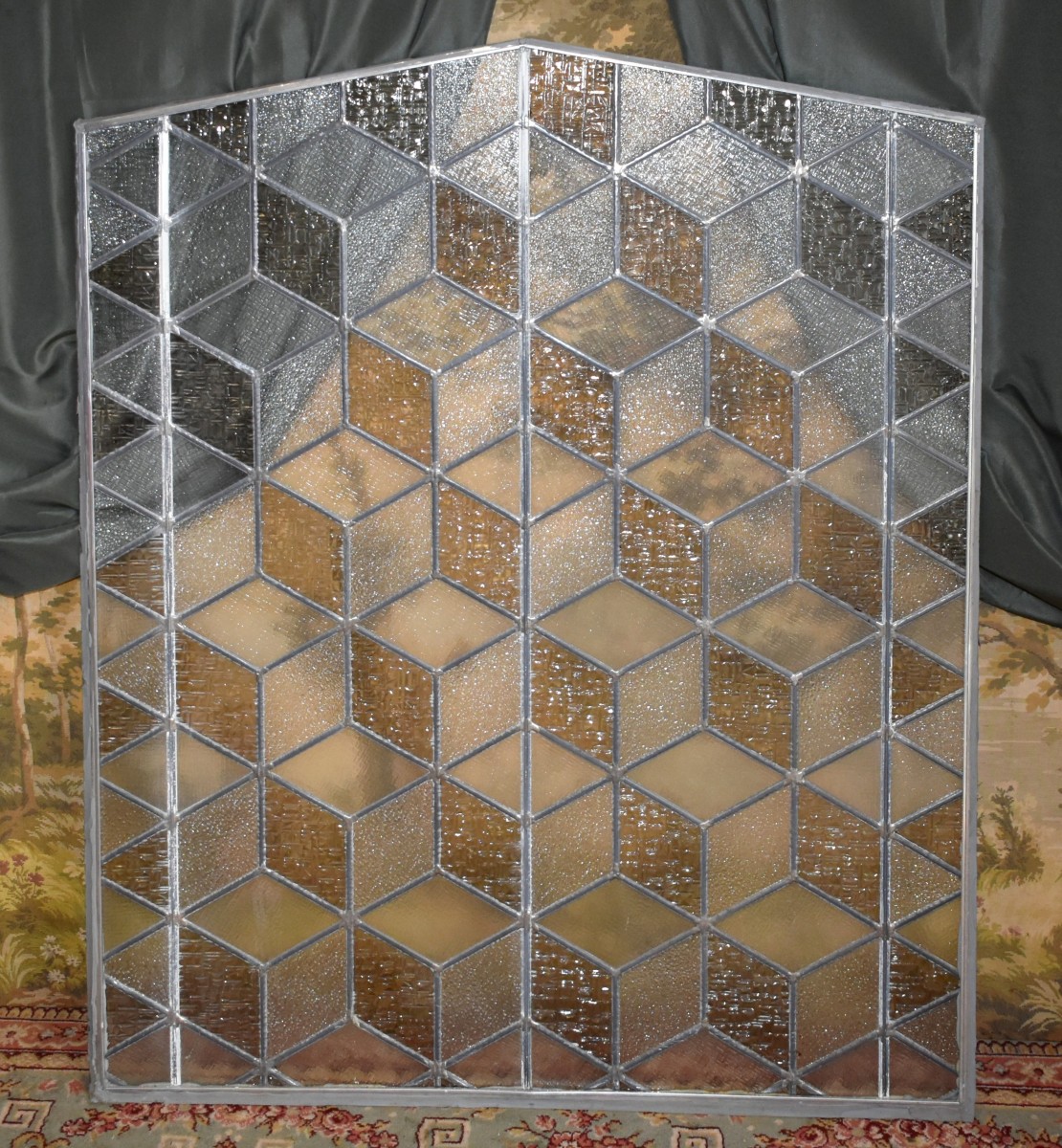 Stained Glass For Interior Partition, Cube Decoration, Stained Glass From The 1950s - 1960s