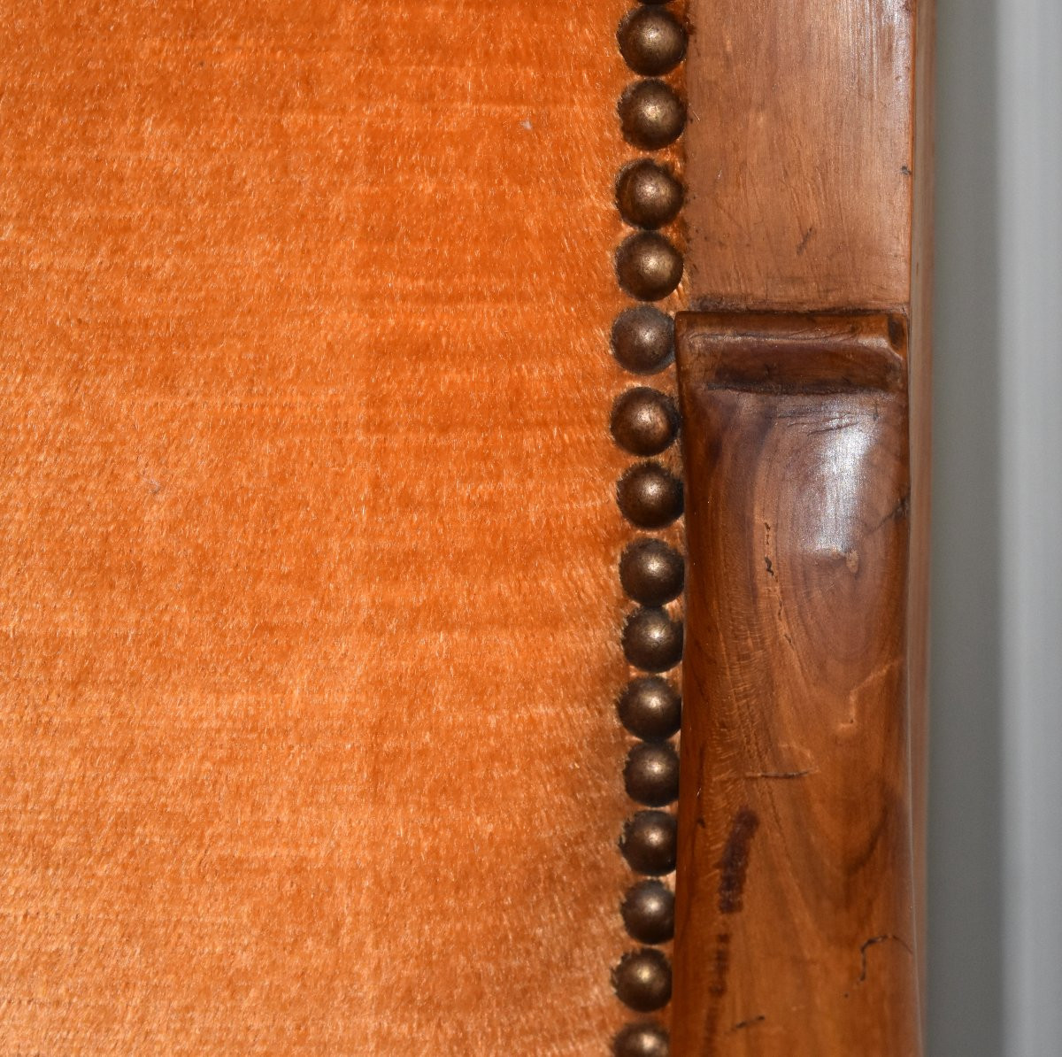Restoration Period Walnut Armchair, Recent Upholstery, Crooked Armrests, 19th Century -photo-4