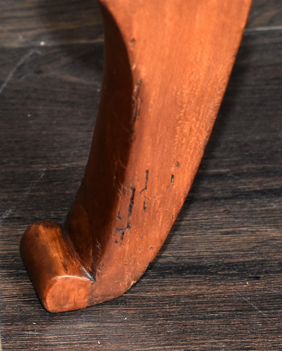 Restoration Period Walnut Armchair, Recent Upholstery, Crooked Armrests, 19th Century -photo-6