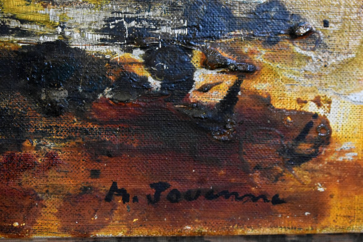 Michel Jouenne (1933 - 2021), Official Painter Of The Navy, Oil On Canvas "the Boats"-photo-4