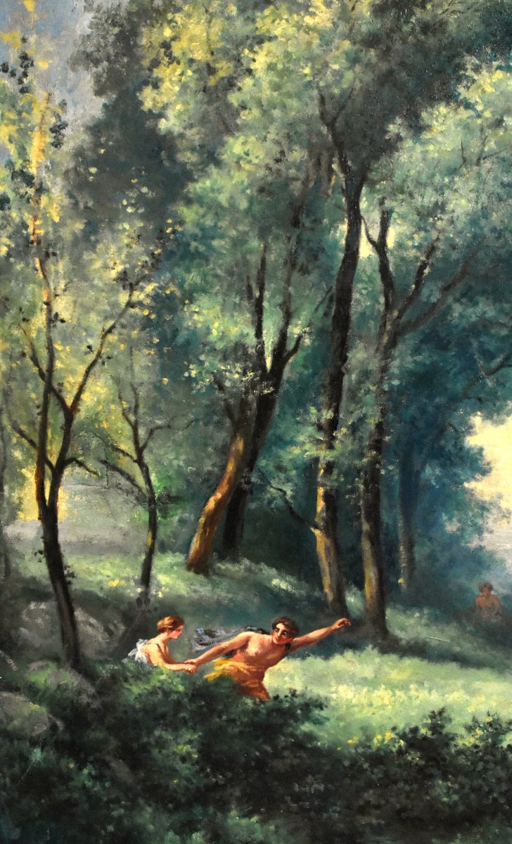 L. Dubois à Limoges  d'après  Corot : " une matinée, la danse des nymphes" scène   Mythologique-photo-3