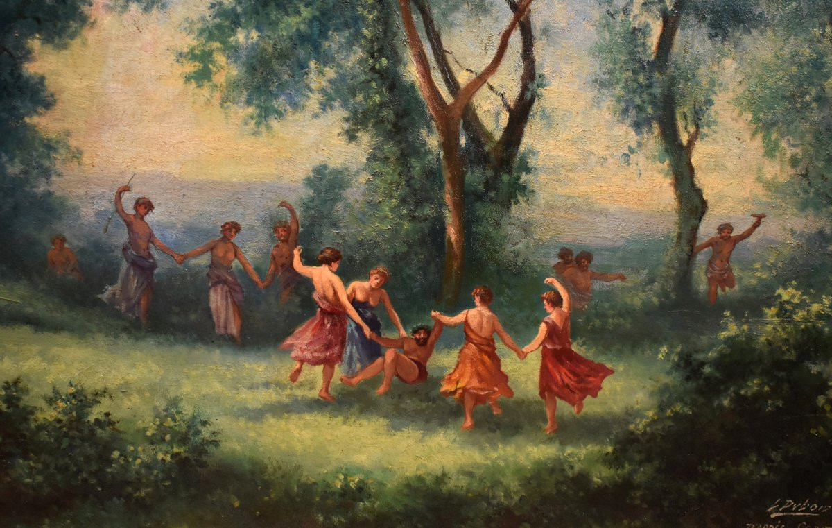 L. Dubois à Limoges  d'après  Corot : " une matinée, la danse des nymphes" scène   Mythologique-photo-2
