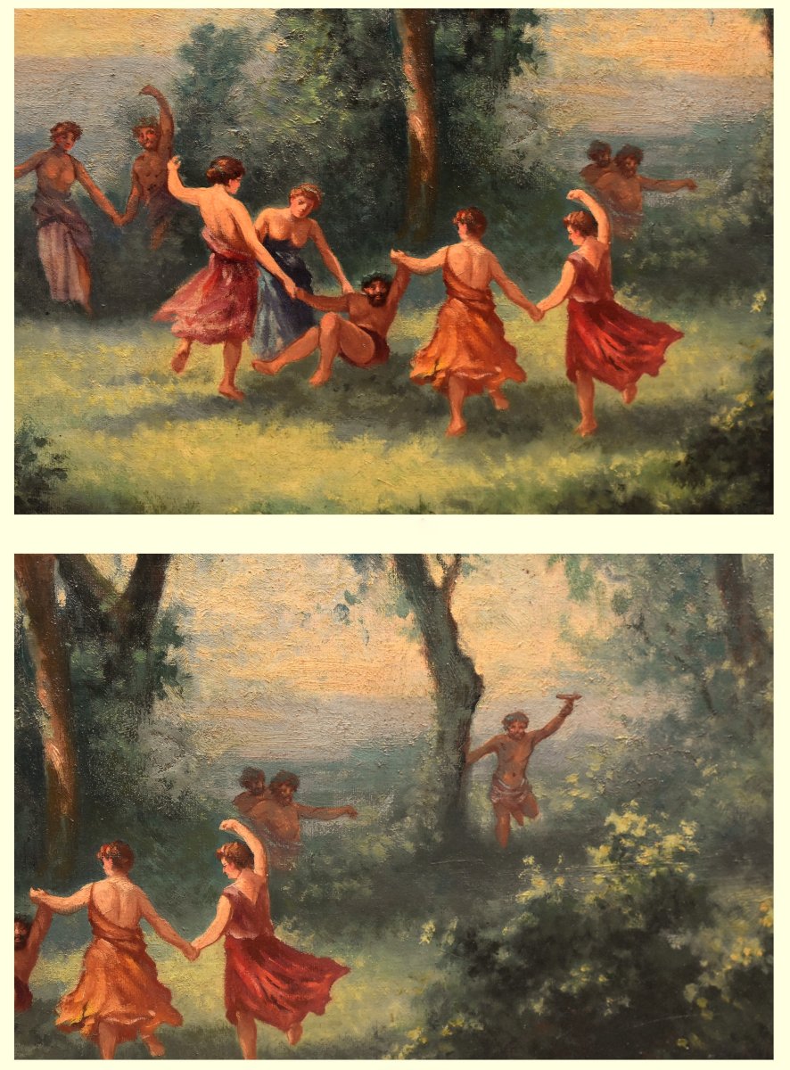 L. Dubois à Limoges  d'après  Corot : " une matinée, la danse des nymphes" scène   Mythologique-photo-4
