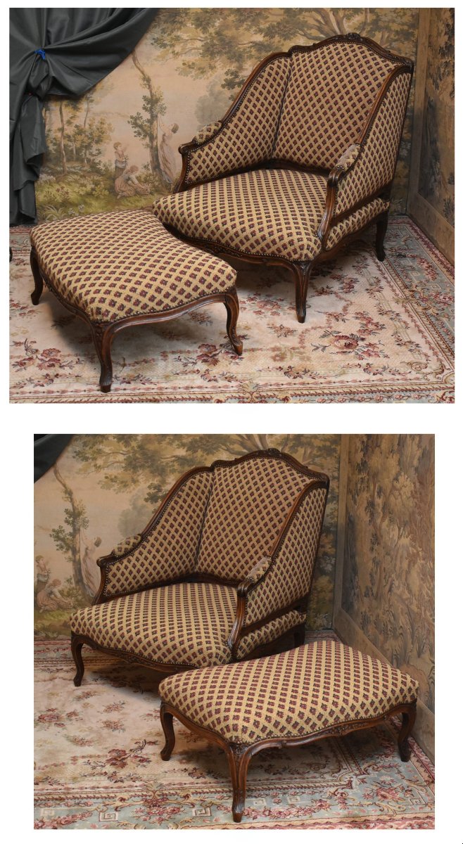 Louis XV Broken Duchess In Natural Waxed Wood In Two Parts -photo-4