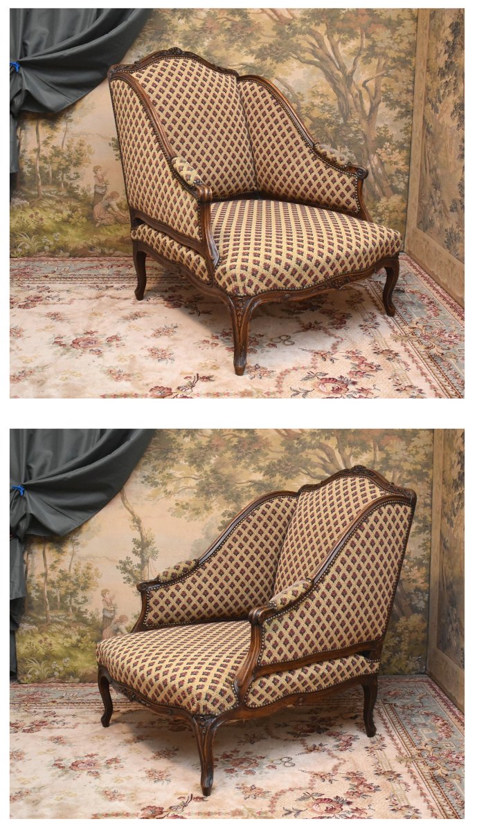 Louis XV Broken Duchess In Natural Waxed Wood In Two Parts -photo-1