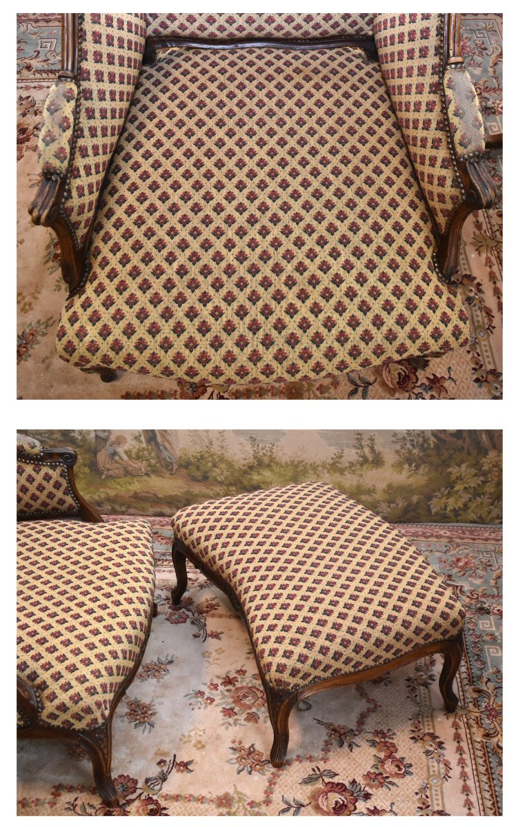 Louis XV Broken Duchess In Natural Waxed Wood In Two Parts -photo-5