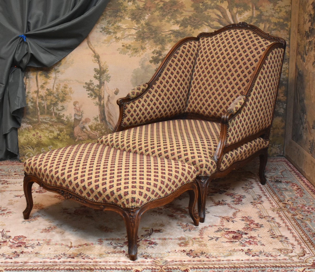 Louis XV Broken Duchess In Natural Waxed Wood In Two Parts 
