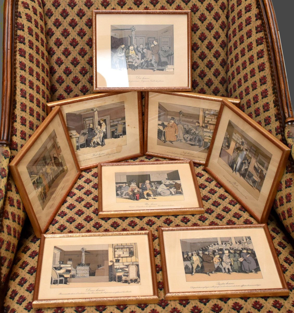 Honoré Daumier, Suite de 8 lithographies en  couleurs  , caricatures sociales vie  au  XIXe,-photo-2