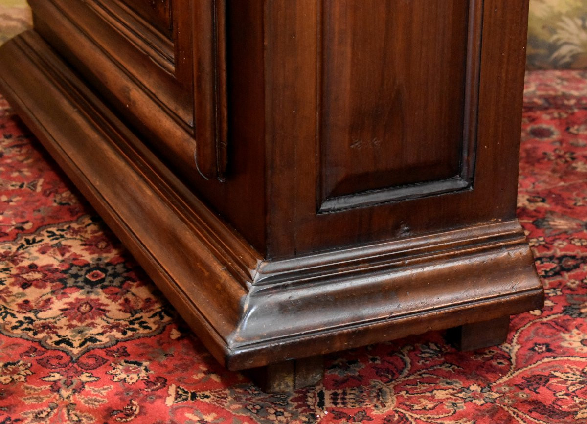 Louis XIII Style Sideboard, 1-door Sideboard In Solid Walnut With Diamond Points-photo-3