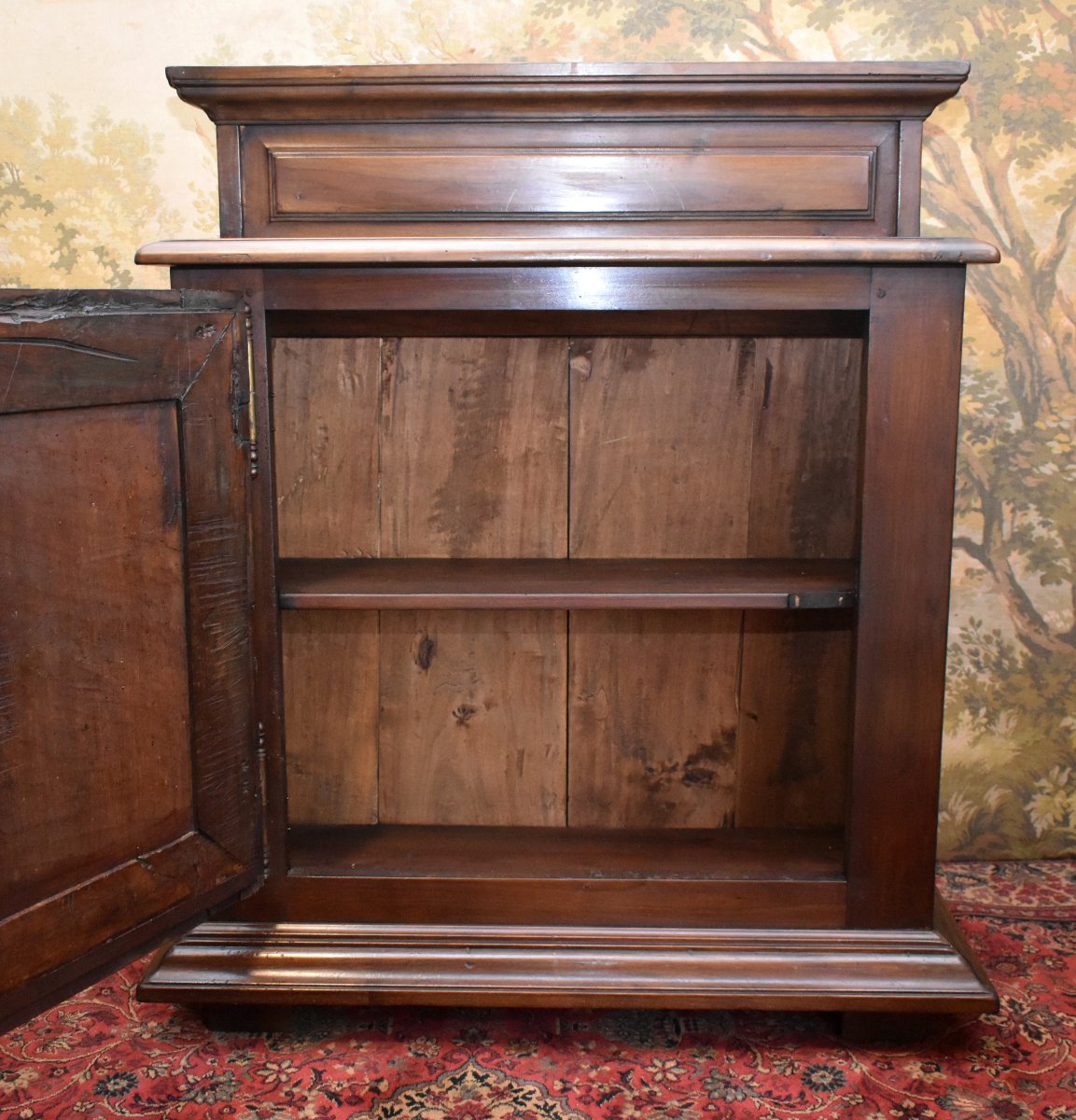 Louis XIII Style Sideboard, 1-door Sideboard In Solid Walnut With Diamond Points-photo-6