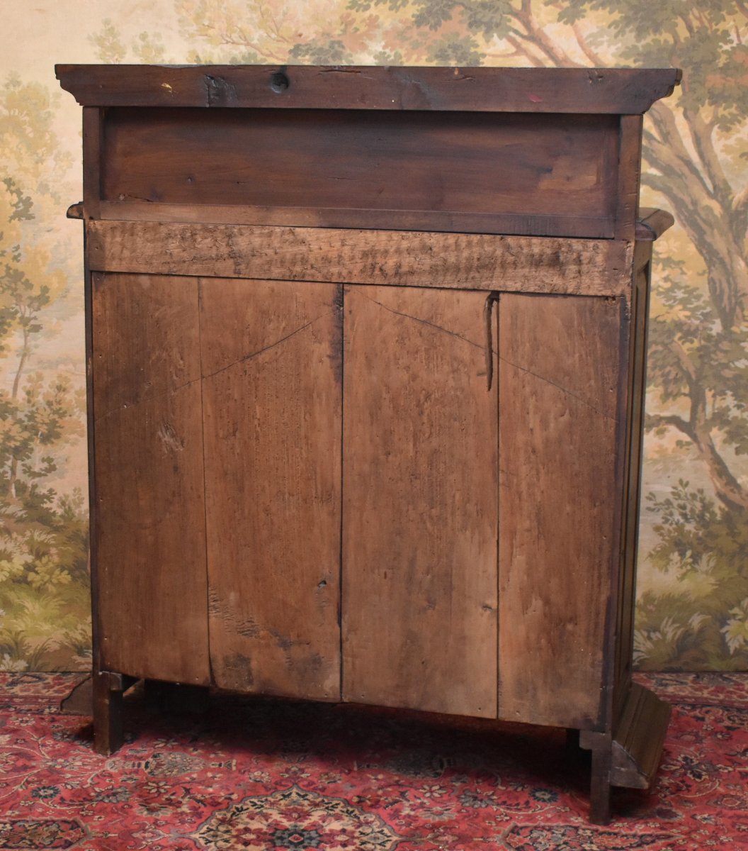 Louis XIII Style Sideboard, 1-door Sideboard In Solid Walnut With Diamond Points-photo-8