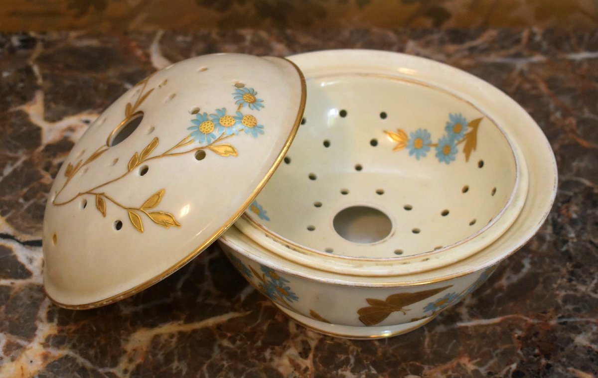 CFH / GDM ( 1881-1890 )  porte savon en porcelaine de limoges décor peint main et pate d'or .-photo-6