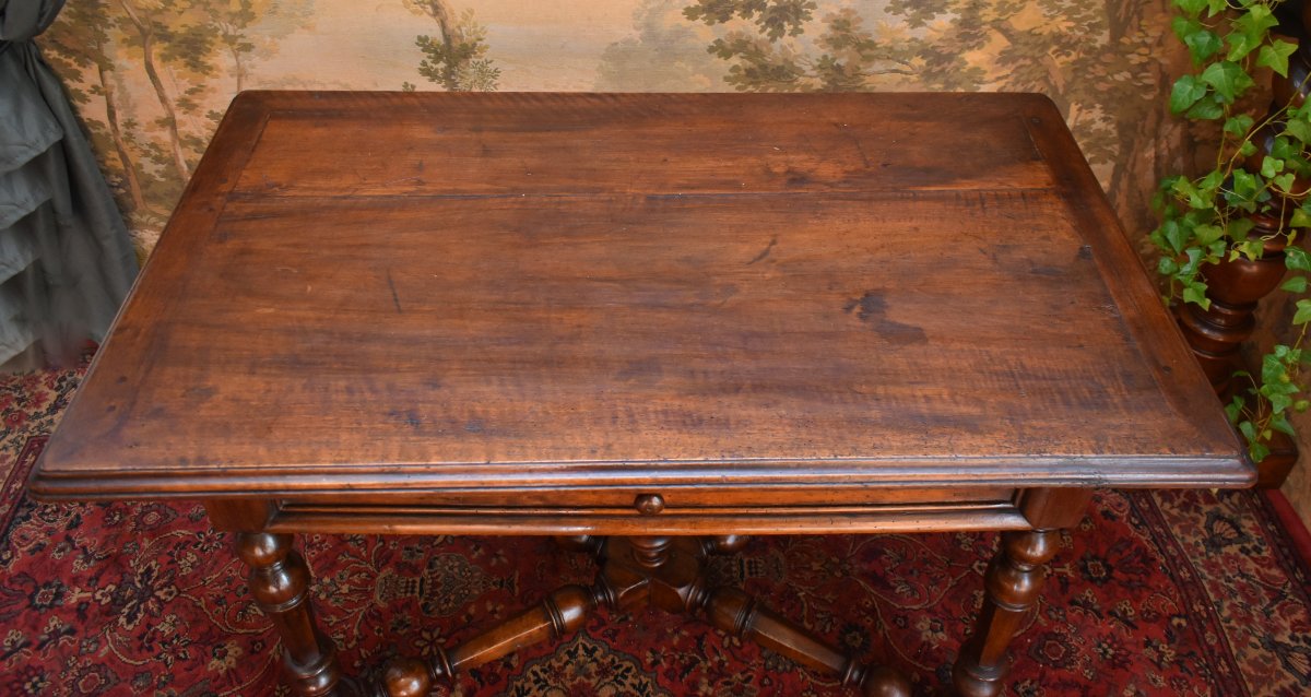 Louis XIV Style Writing Table From The End Of The 17th Century, Beginning Of The 18th Century, Desk, Walnut Console -photo-6