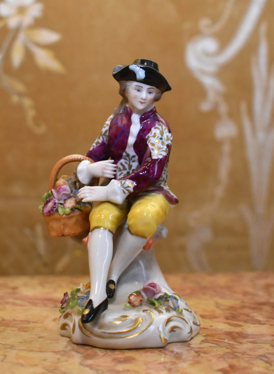 Pair Of Polychrome Porcelain Figurines, Couple From Zitzendorf In Thuringia, Saxony, Germany -photo-5