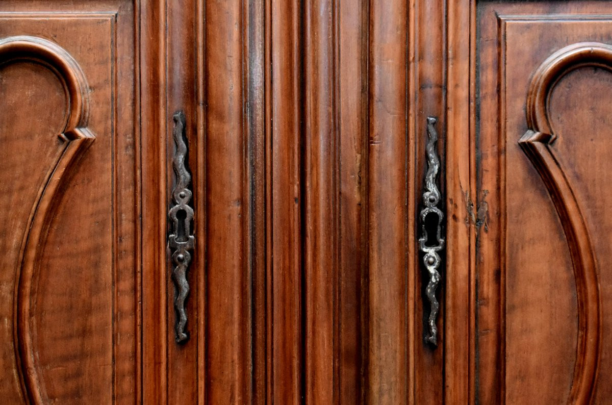 Pair Of Woodwork Doors, Cupboard, Partition Elements In Solid Walnut 18th Century-photo-3