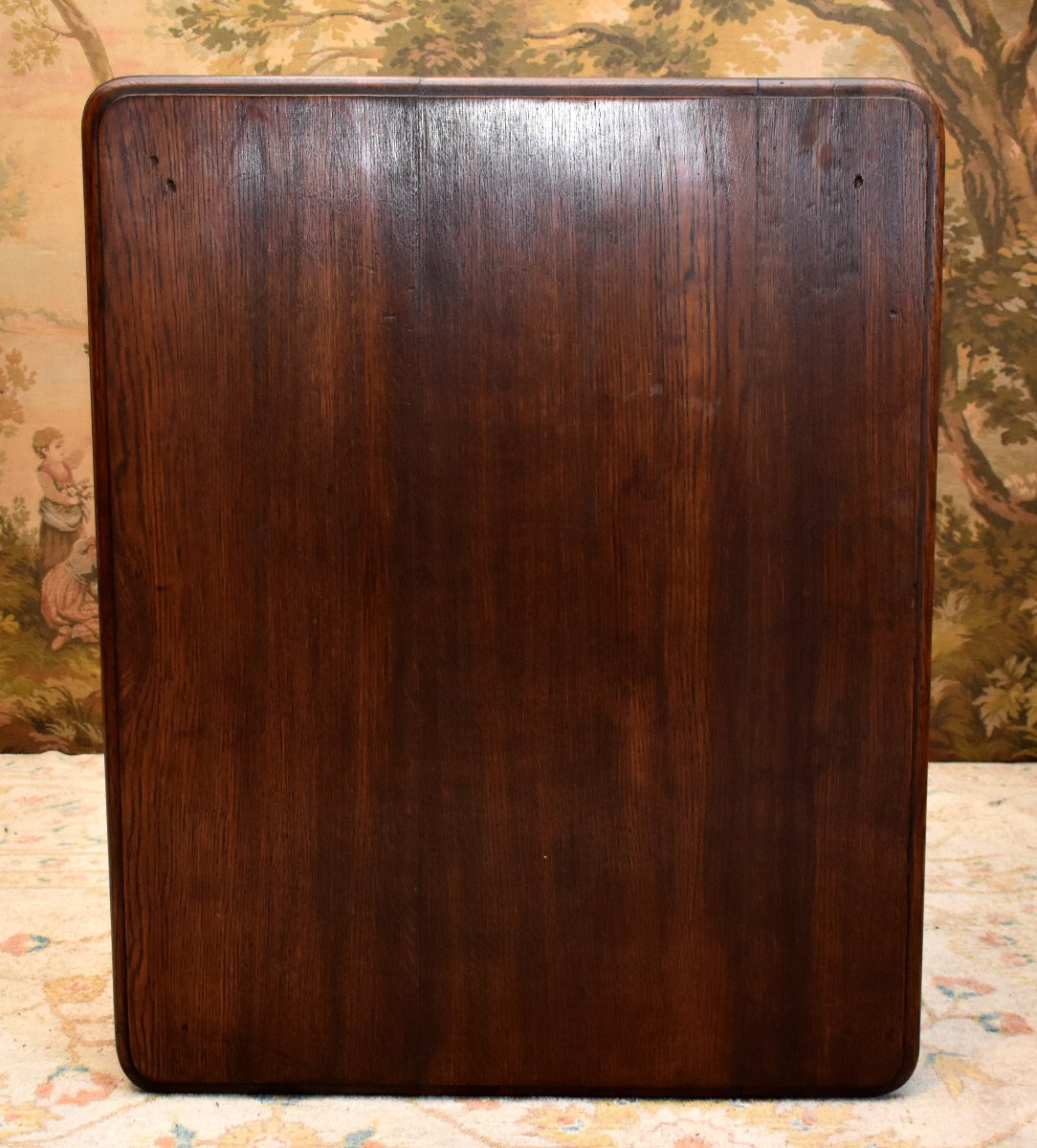 Regency - Louis XV Center Table In Waxed Oak, Rocaille And Quatrefoil, Mid-18th Century-photo-6