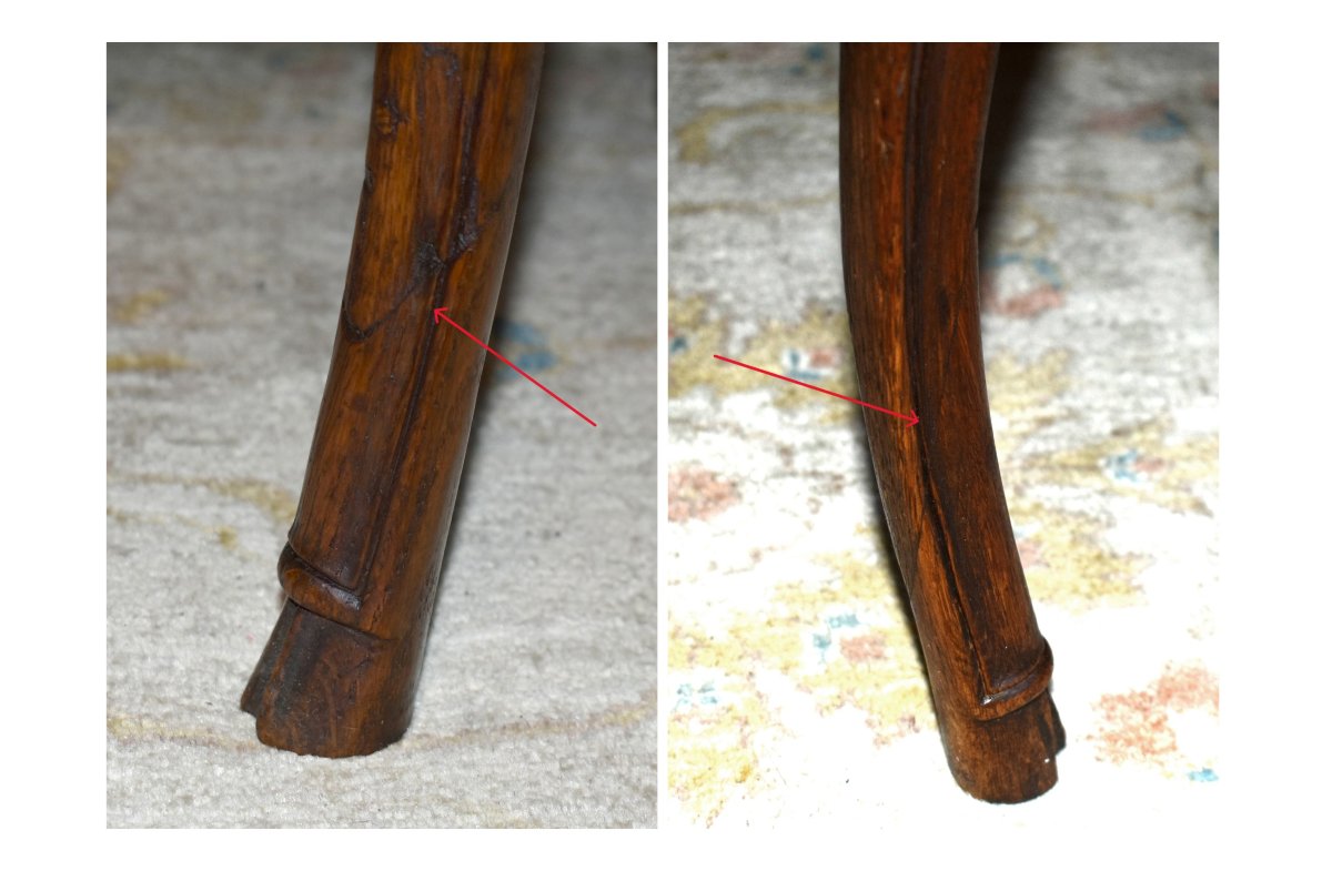Regency - Louis XV Center Table In Waxed Oak, Rocaille And Quatrefoil, Mid-18th Century-photo-8