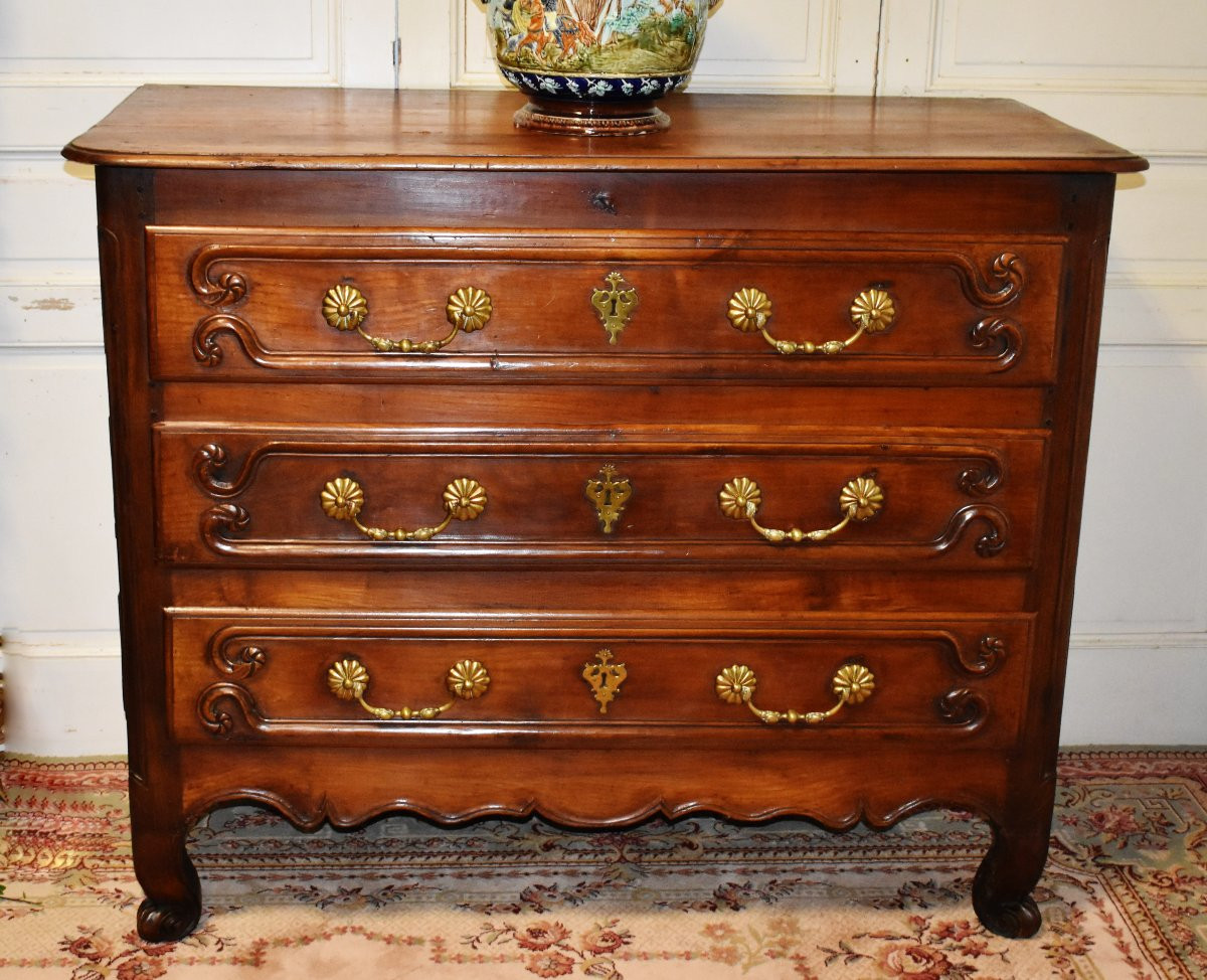 Commode Louis XV Castraise , Région Languedoc,  XVIIIe,  Cerisier Et Chêne Massif, Castres-photo-3