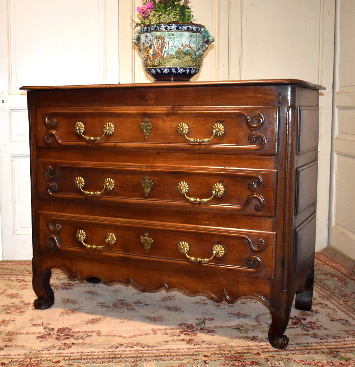 Commode Louis XV Castraise , Région Languedoc,  XVIIIe,  Cerisier Et Chêne Massif, Castres-photo-1