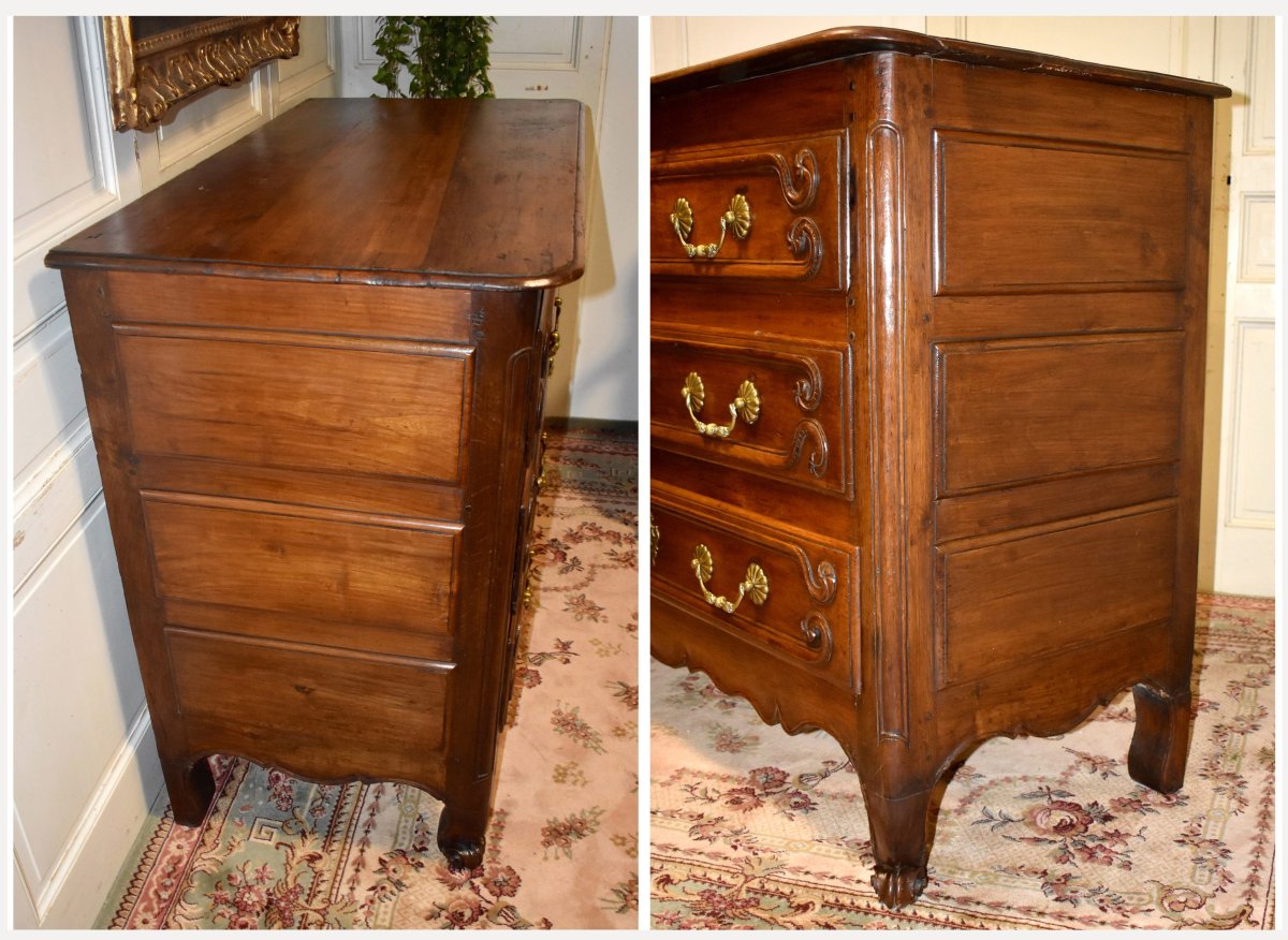 Commode Louis XV Castraise , Région Languedoc,  XVIIIe,  Cerisier Et Chêne Massif, Castres-photo-3