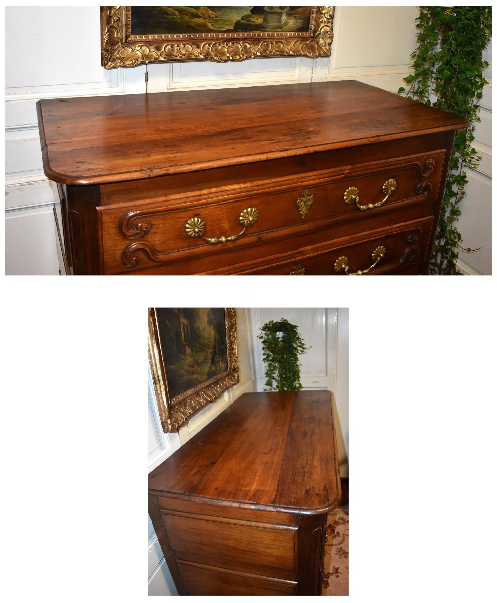 Commode Louis XV Castraise , Région Languedoc,  XVIIIe,  Cerisier Et Chêne Massif, Castres-photo-4