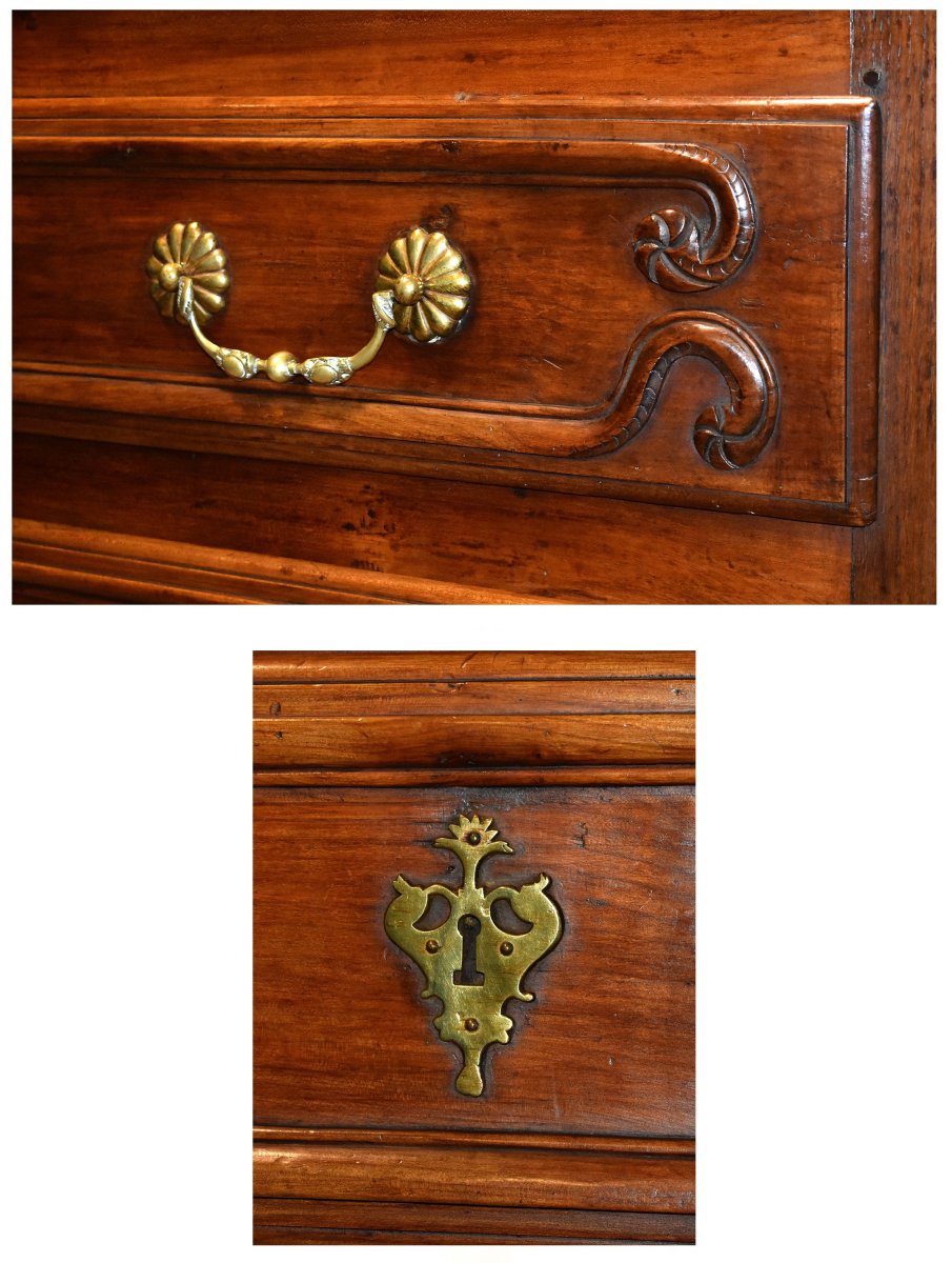 Commode Louis XV Castraise , Région Languedoc,  XVIIIe,  Cerisier Et Chêne Massif, Castres-photo-5