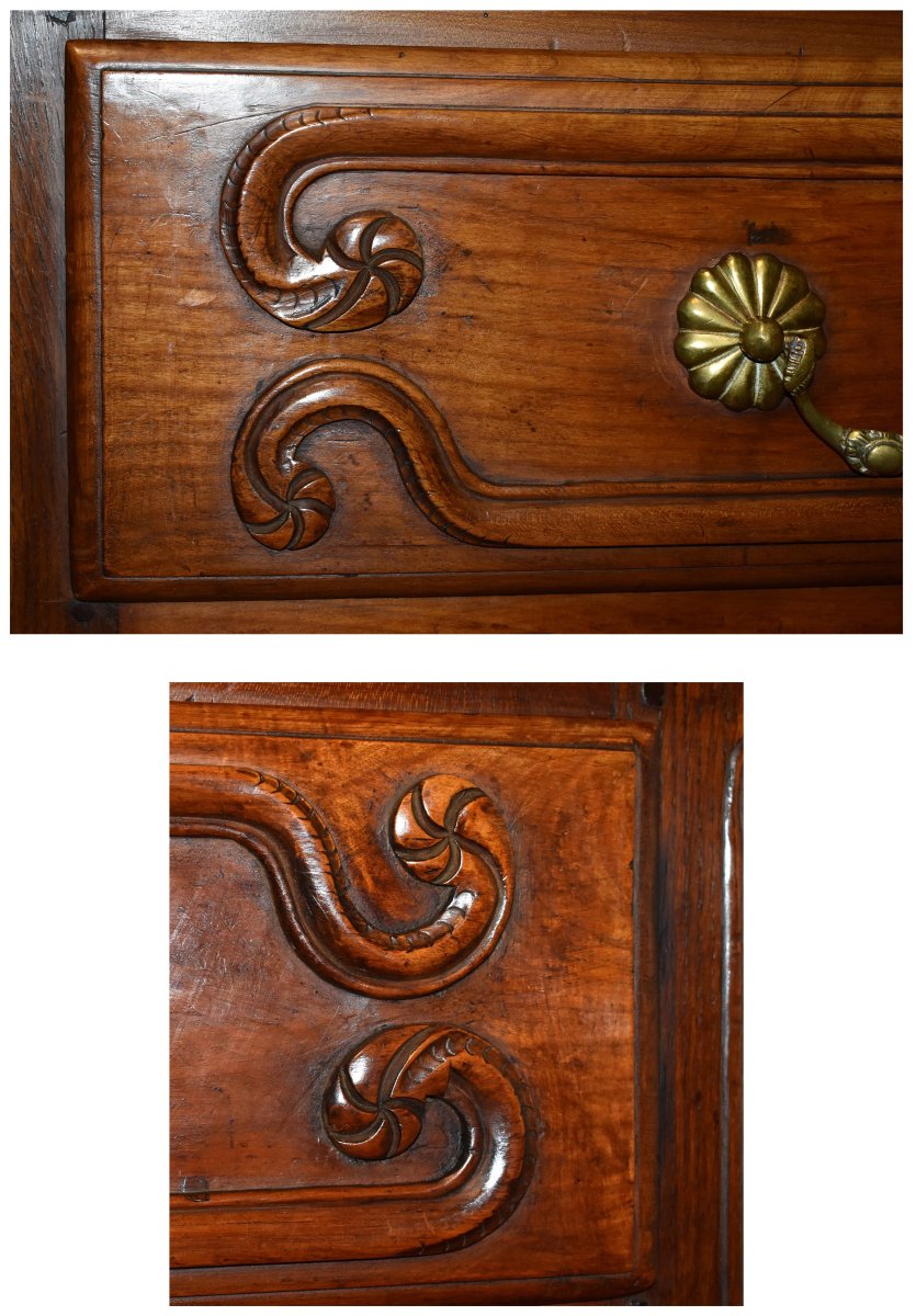 Commode Louis XV Castraise , Région Languedoc,  XVIIIe,  Cerisier Et Chêne Massif, Castres-photo-6