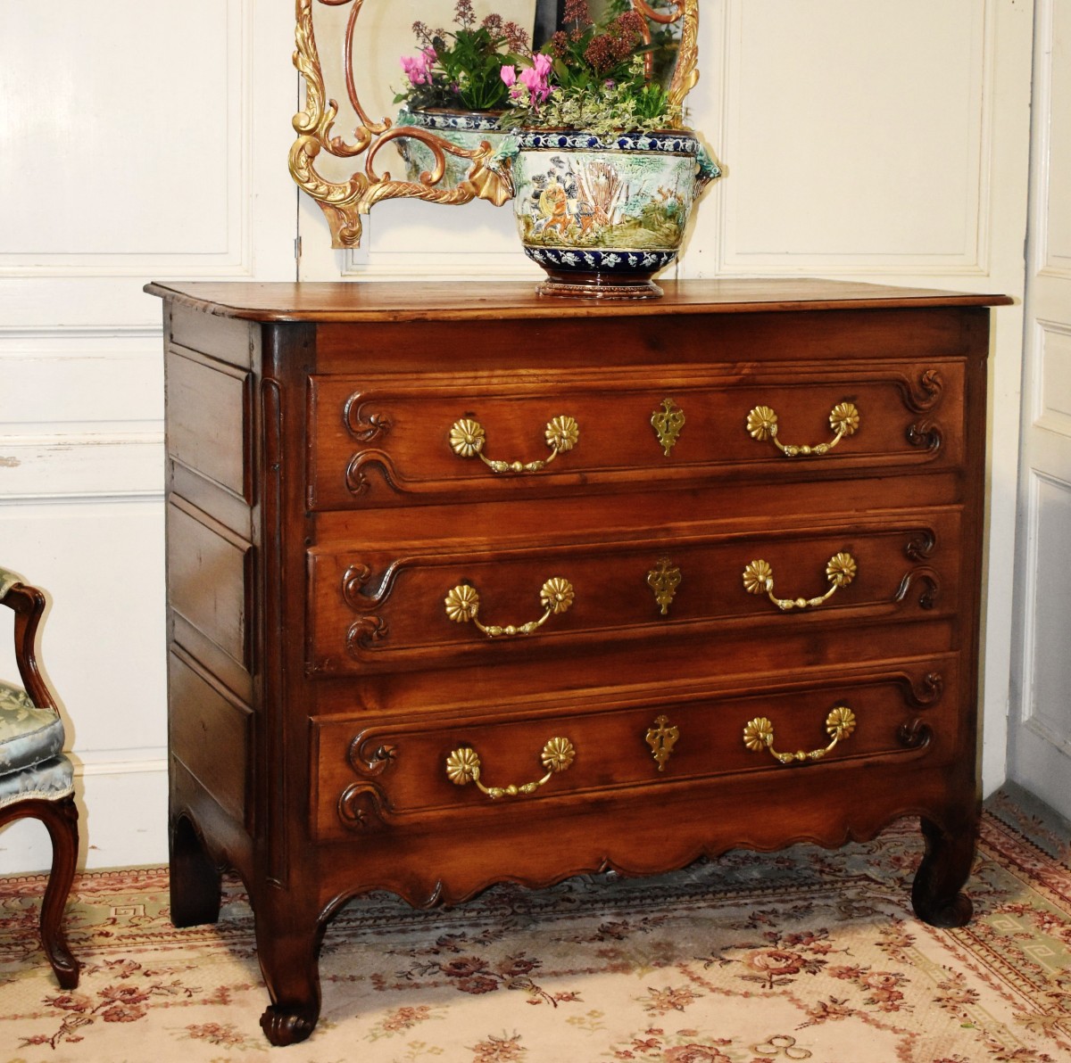 Commode Louis XV Castraise , Région Languedoc,  XVIIIe,  Cerisier Et Chêne Massif, Castres