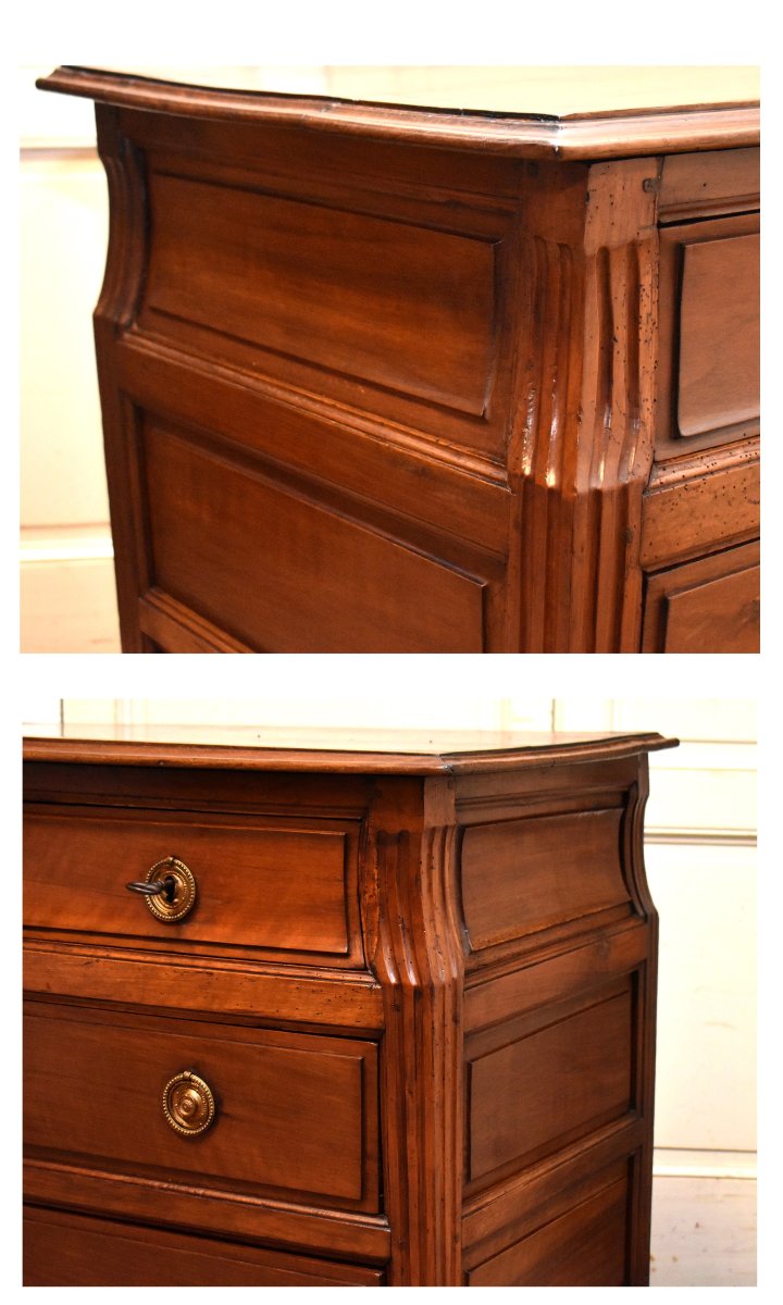  Commode  Louis XVI En Bois massif ,  région du  sud ouest  ,  XVIIIe siècle,  plateau bois-photo-2