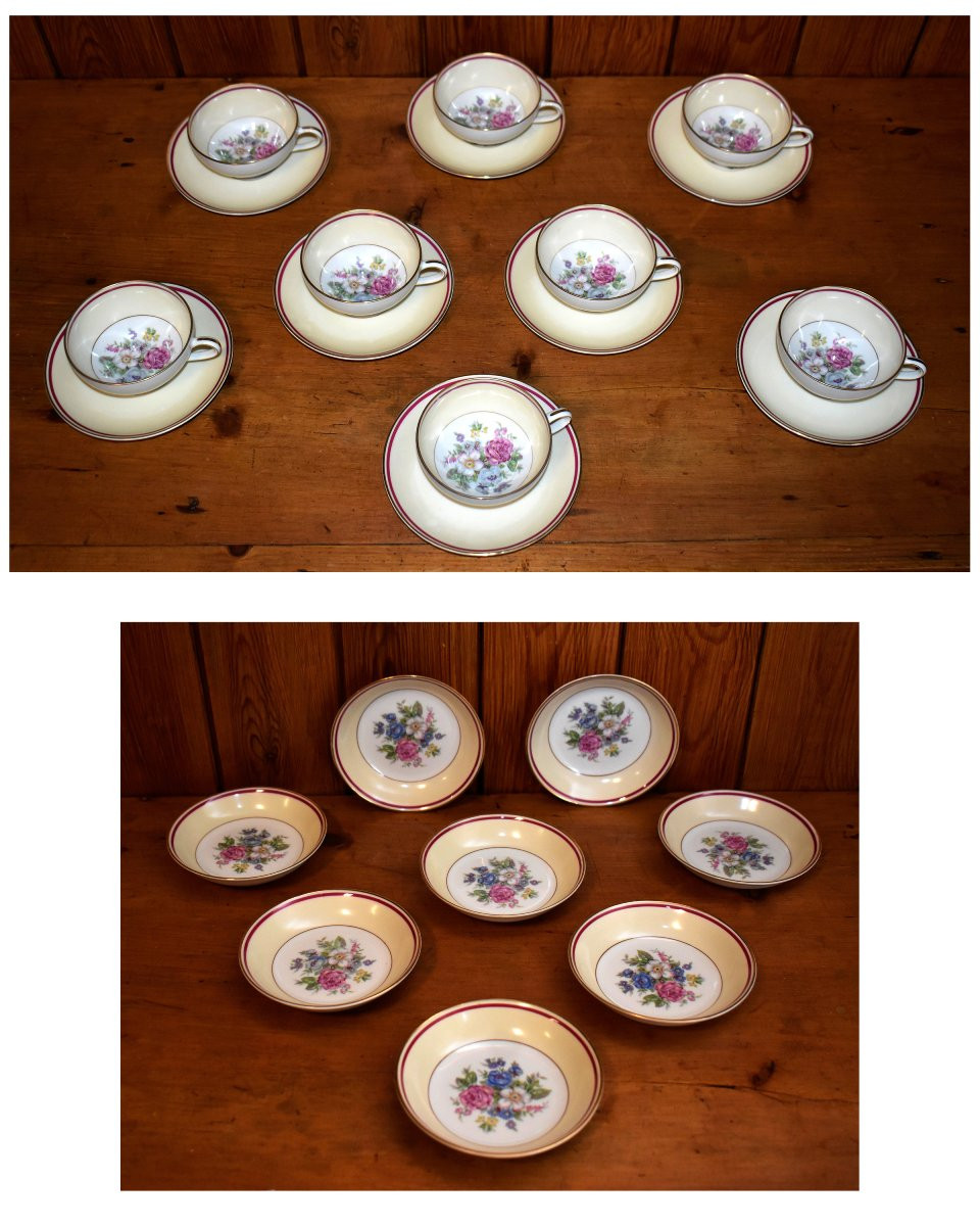 Charles Arhenfeld Limoges, Coffee Or Tea Service And Fruit Or Cream Service In Porcelain.-photo-4