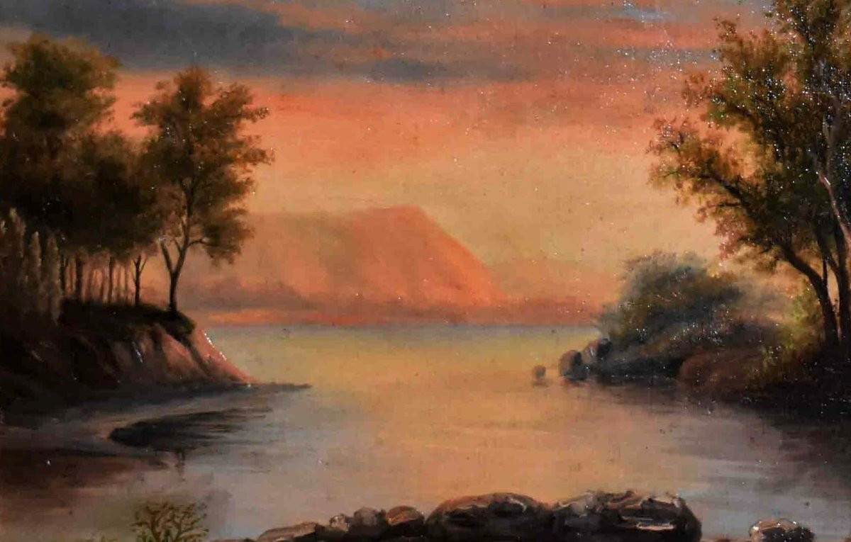 French School Of The Late 19th Century, Landscape With River, Animated With A Figure.-photo-3