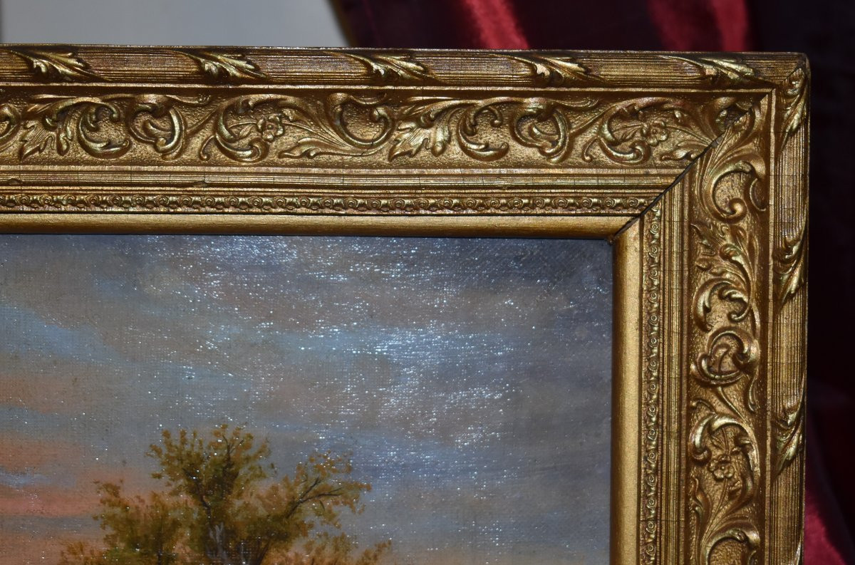 French School Of The Late 19th Century, Landscape With River, Animated With A Figure.-photo-3