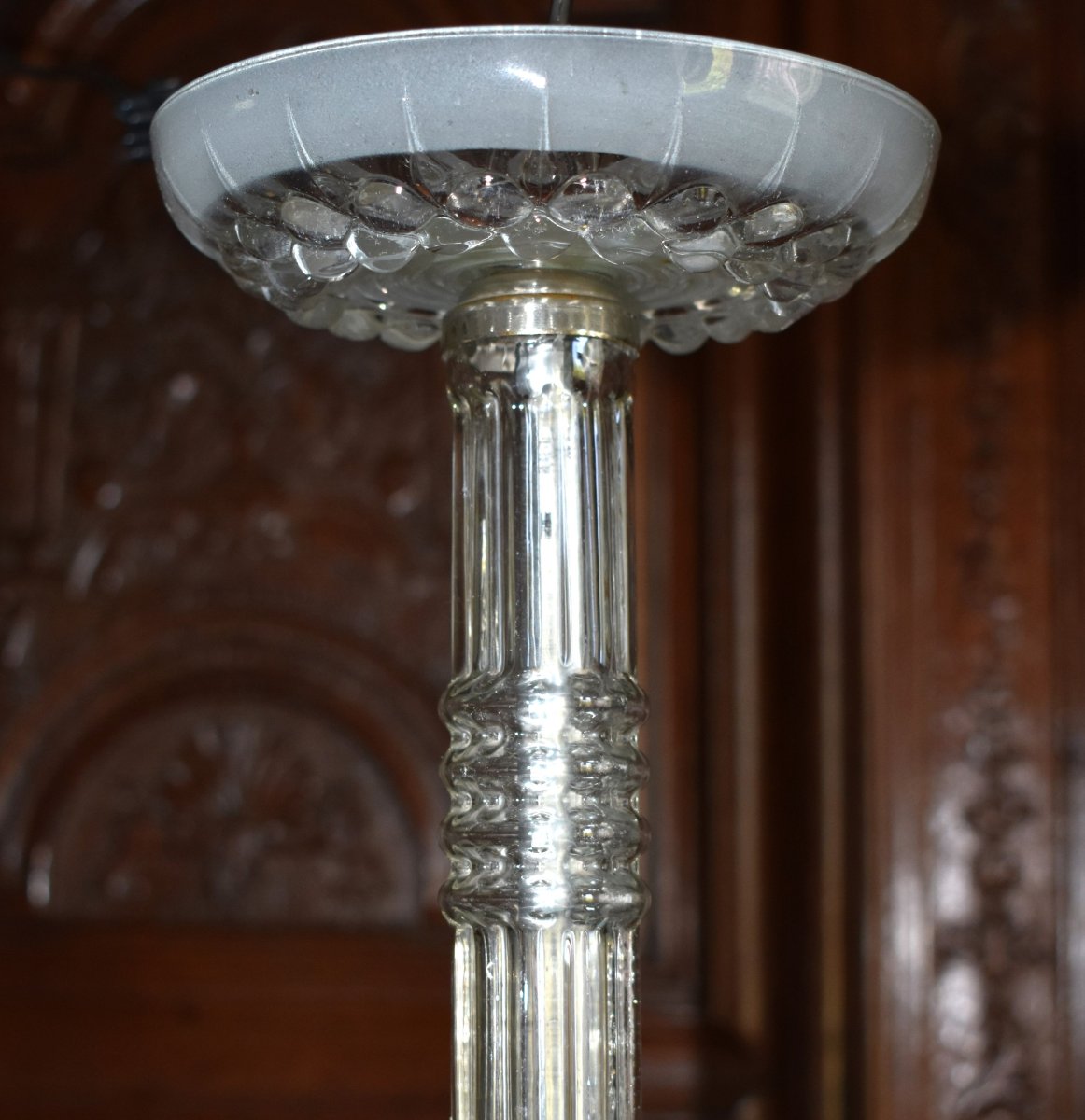 Lustre Murano En Cristal Torsadé Blanc, 4 Bras De Lumières , Suspension à quatre feux, Italie-photo-7