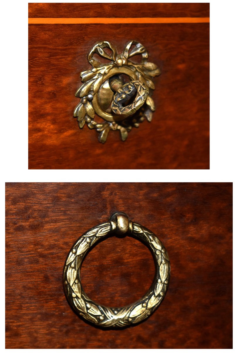  Louis XVI Style Commode With Marquetry And Bronze Ornamentation, Marquetry, Revel (31)  -photo-5