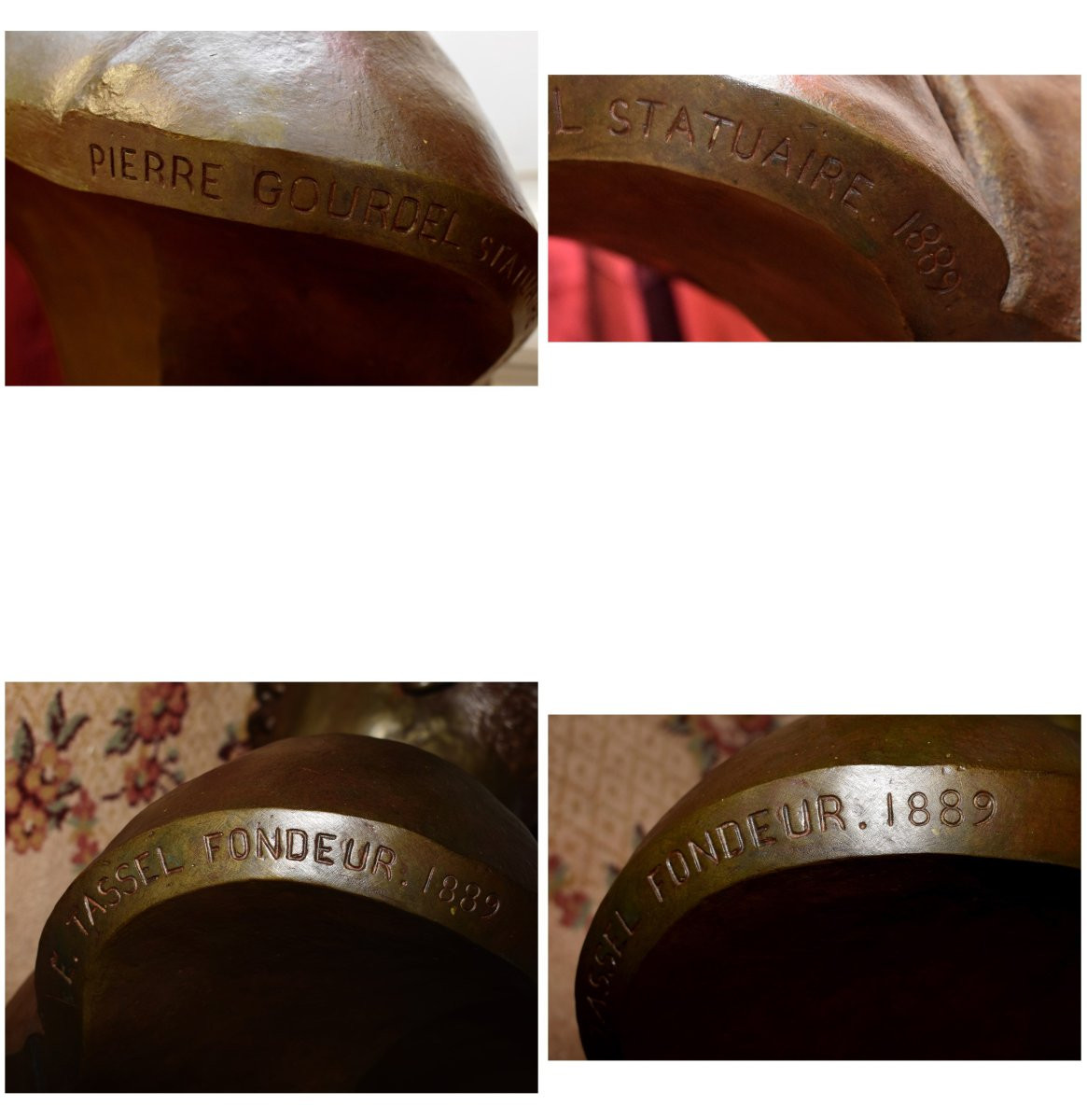  Statue,  Grand buste en bronze de  Pierre Gourdel ( Rennes) ,  Fondeur E. Tassel . sculpture  -photo-8