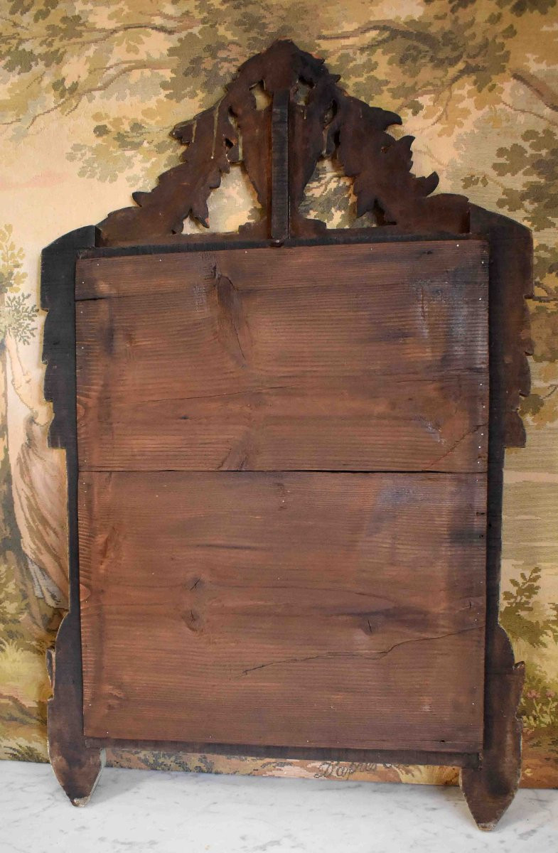 Mirror With Gilded Wooden Pediment In The Louis XVI Style, Napoleon III Period, 19th Century Glass.     -photo-8