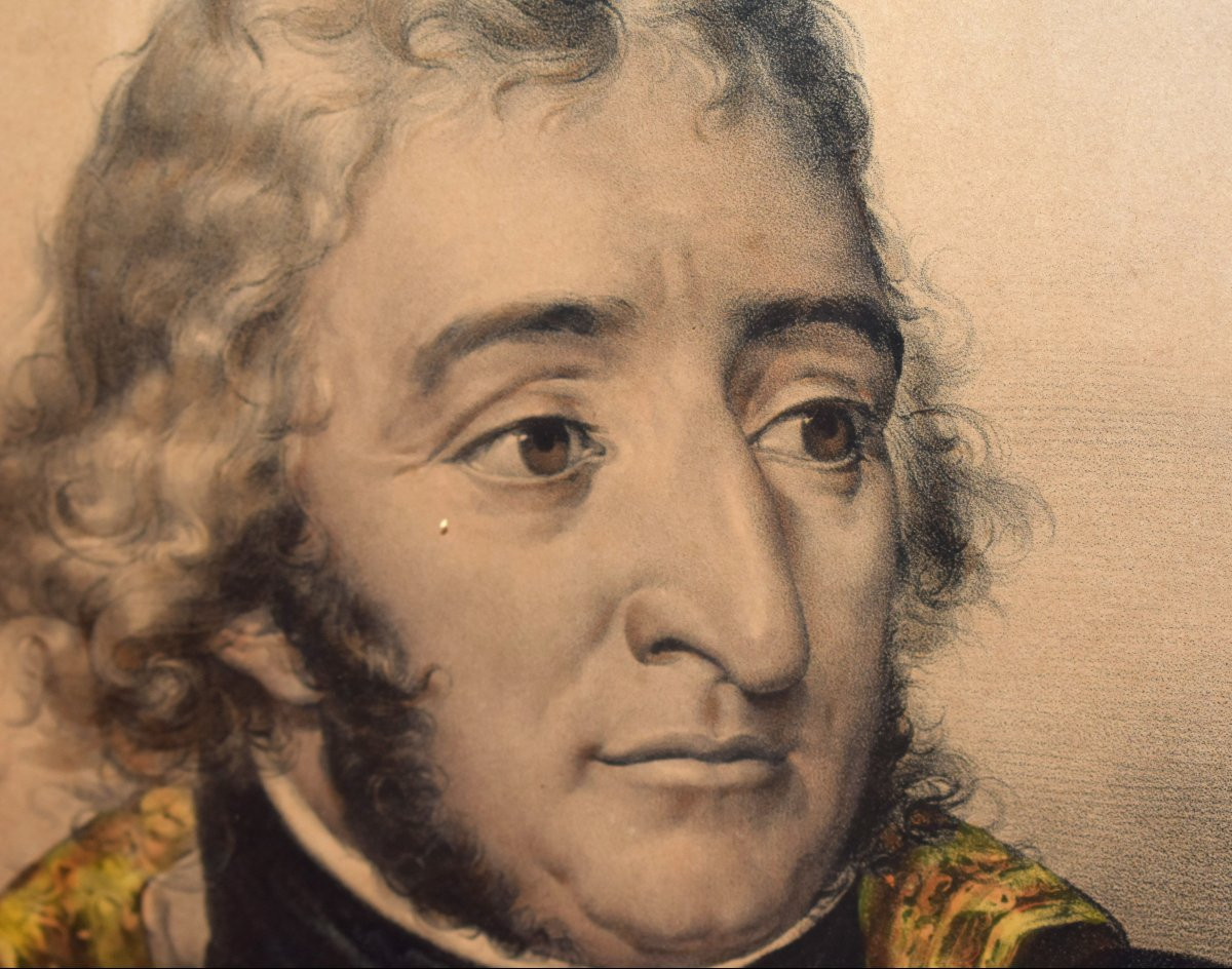 Portrait Of General Augereau, Duke Of Castiglione, Marshal Of The Empire, By Alops Senefelder, 19th Century-photo-3