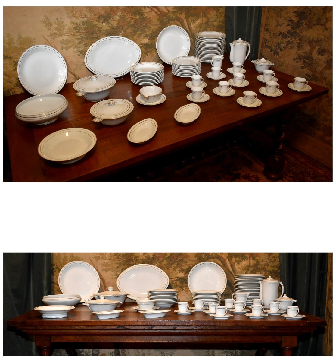 Limoges White Porcelain Dinner And Coffee Service With Gold Trim, 73 Pieces, 10 People-photo-2