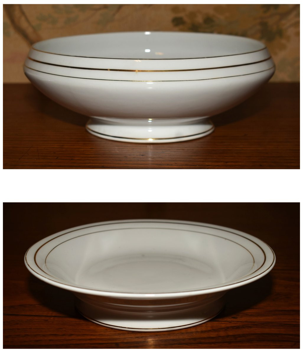 Limoges White Porcelain Dinner And Coffee Service With Gold Trim, 73 Pieces, 10 People-photo-3