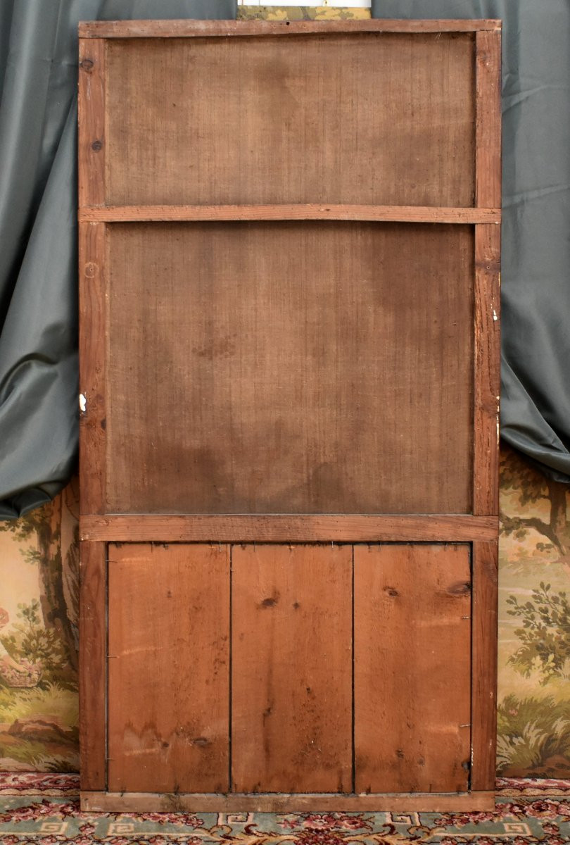 Grand Trumeau XIXe , peinture   Huile Sur Toile Cupidon Forgeant Ses Flèches, tableau Et Miroir-photo-5