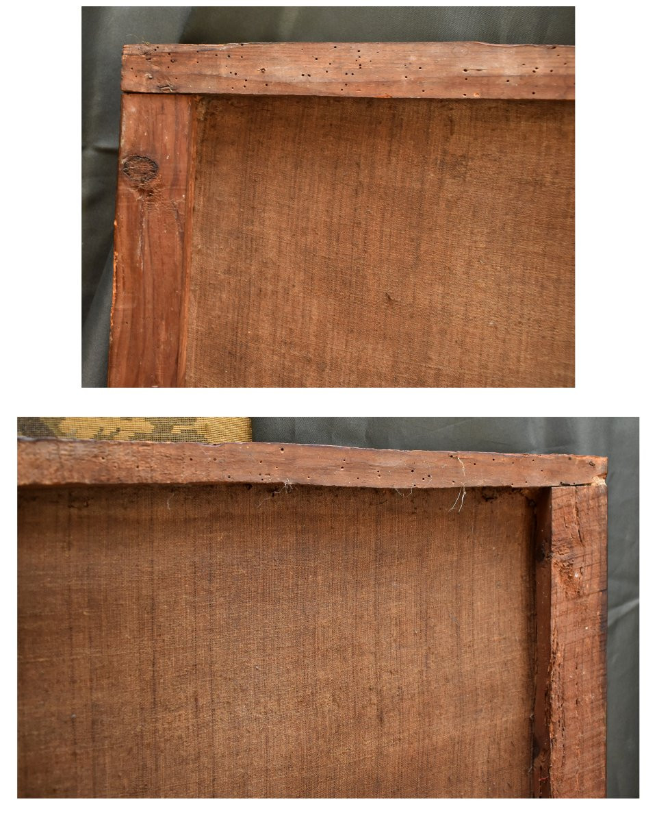 Grand Trumeau XIXe , peinture   Huile Sur Toile Cupidon Forgeant Ses Flèches, tableau Et Miroir-photo-7