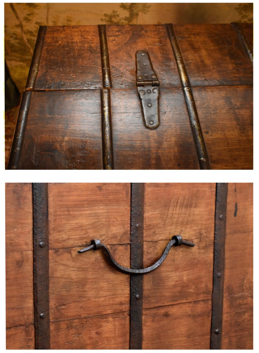 Large Iron-covered Chest, Rajasthan; Trunk On Four Wooden Wheels, India. 19th Century-photo-6