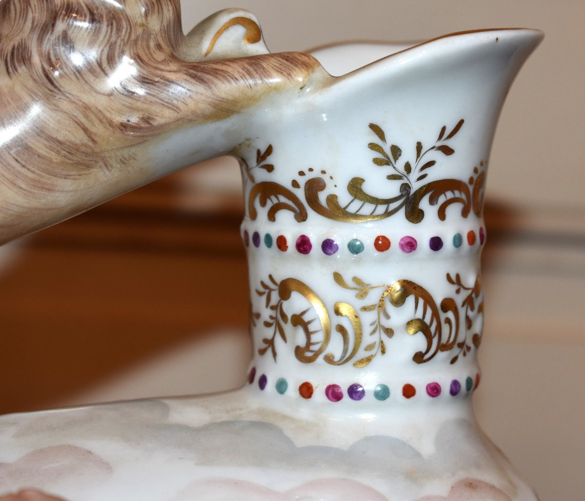 Capodimonte Porcelain Pitcher, Naples, Italy, Decorated With An Antique Scene, Capo Di Monté, 19th Century-photo-6